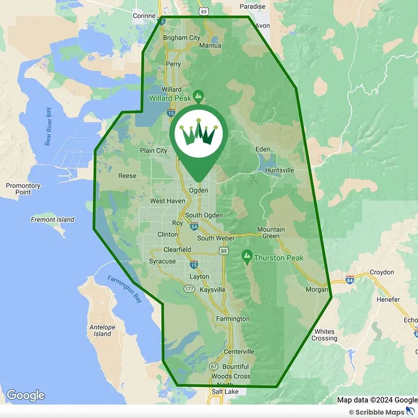 Royal Lawn Fertilization & Weed Control Service Area Map Ogden, Utah